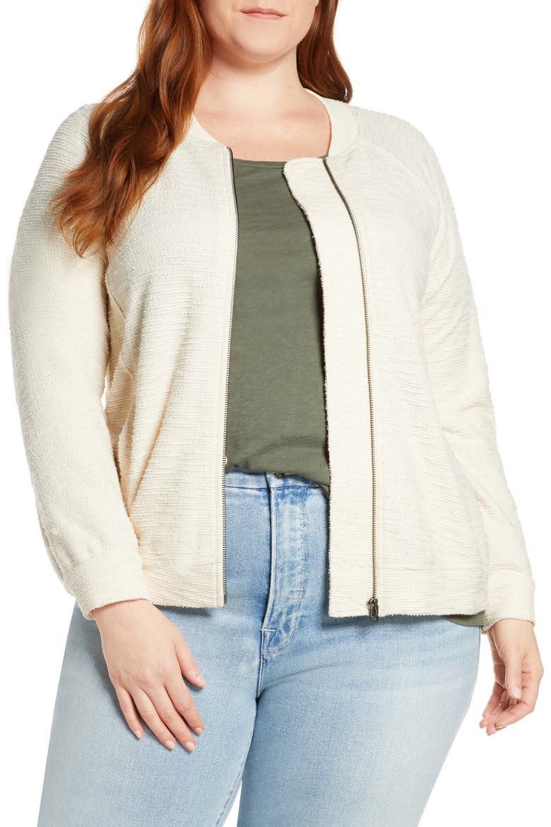 Knit Bomber Jacket, Main, color, IVORY SMOKE