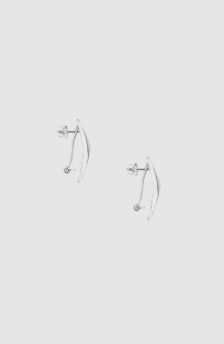 ANINE BING Curved Rectangle Earrings, Alternate, color, Silver