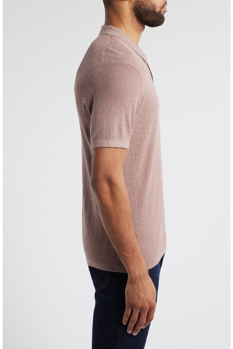 Neo Short Sleeve Polo Sweater, Alternate, color, WINTER ROSE