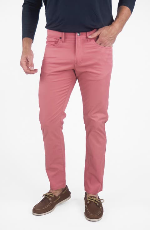Straight Leg Stretch Cotton Blend Pants