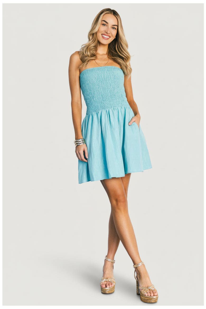 Cielo Strapless Short Dress, Main, color, Aqua