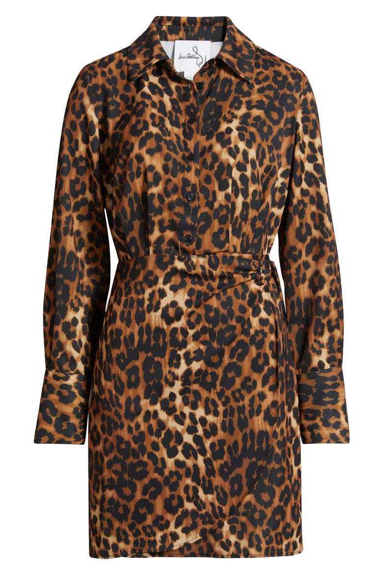 Leopard Print Long Sleeve Shirtdress, Alternate, color, BLACK/ BROWN MULTI
