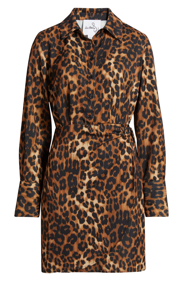 Sam Edelman Leopard Print Long Sleeve Shirtdress, Alternate, color, Black/ Brown Multi