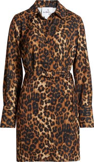 Sam Edelman Leopard Print Long Sleeve Shirtdress