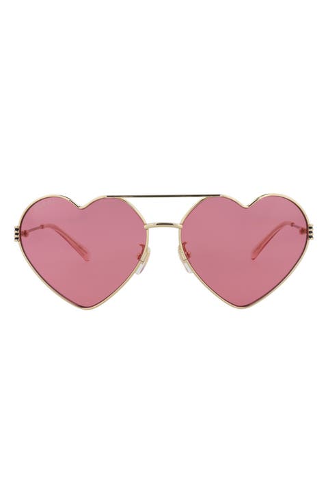 62mm Heart Aviator Sunglasses