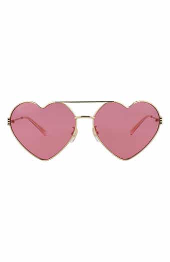 62mm Heart Aviator Sunglasses