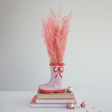 Stoneware Boots Vase with Bow