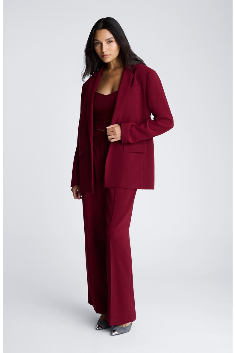 One-Button Stretch Crepe Blazer, Alternate, color, WINEBERRY