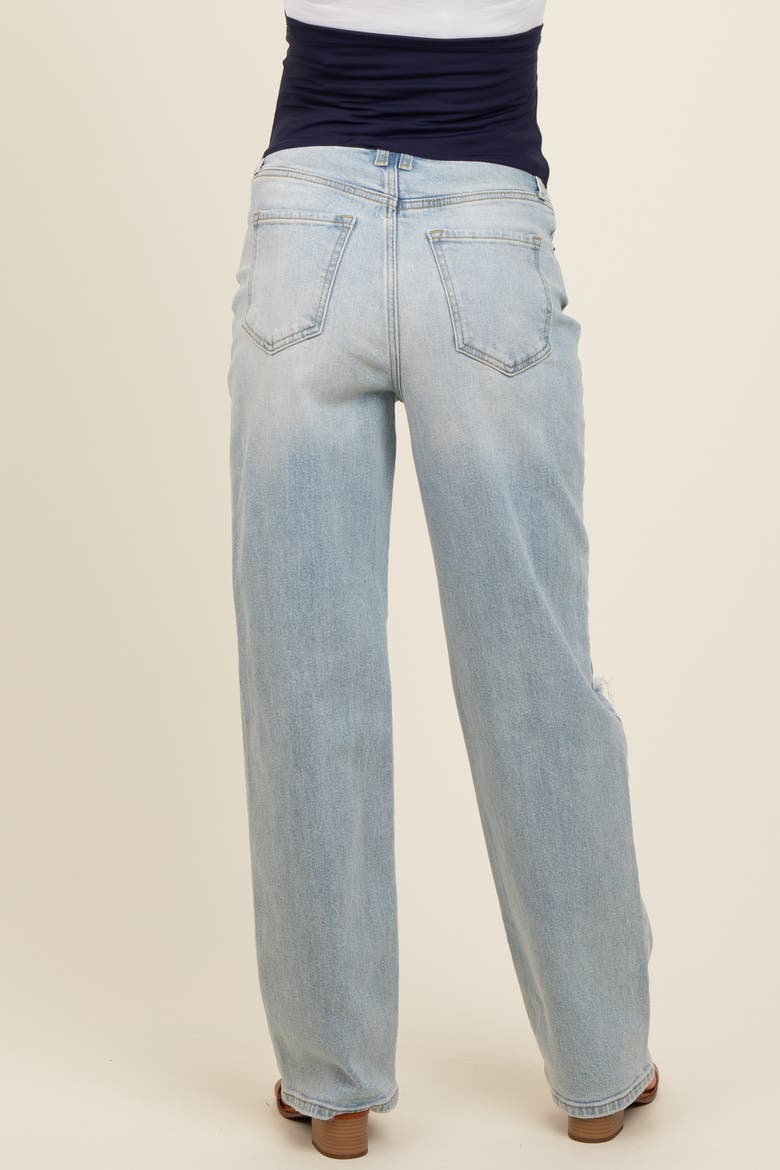 Open Knee Relaxed Straight Leg Maternity Jeans, Alternate, color, Light Blue