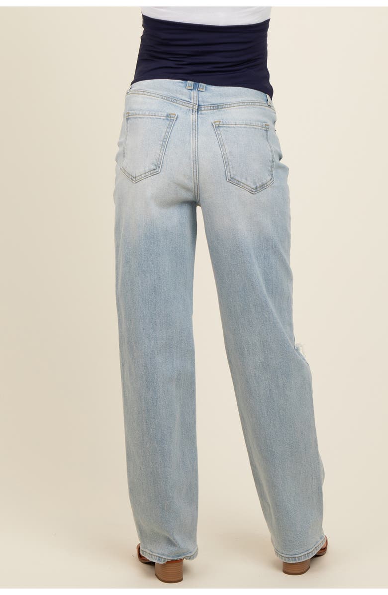 PinkBlush Open Knee Relaxed Straight Leg Maternity Jeans, Alternate, color, Light Blue