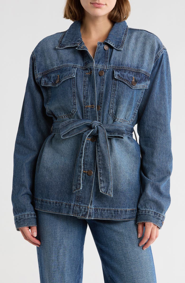 FLYING ANGEL Belted Denim Shacket, Main, color,