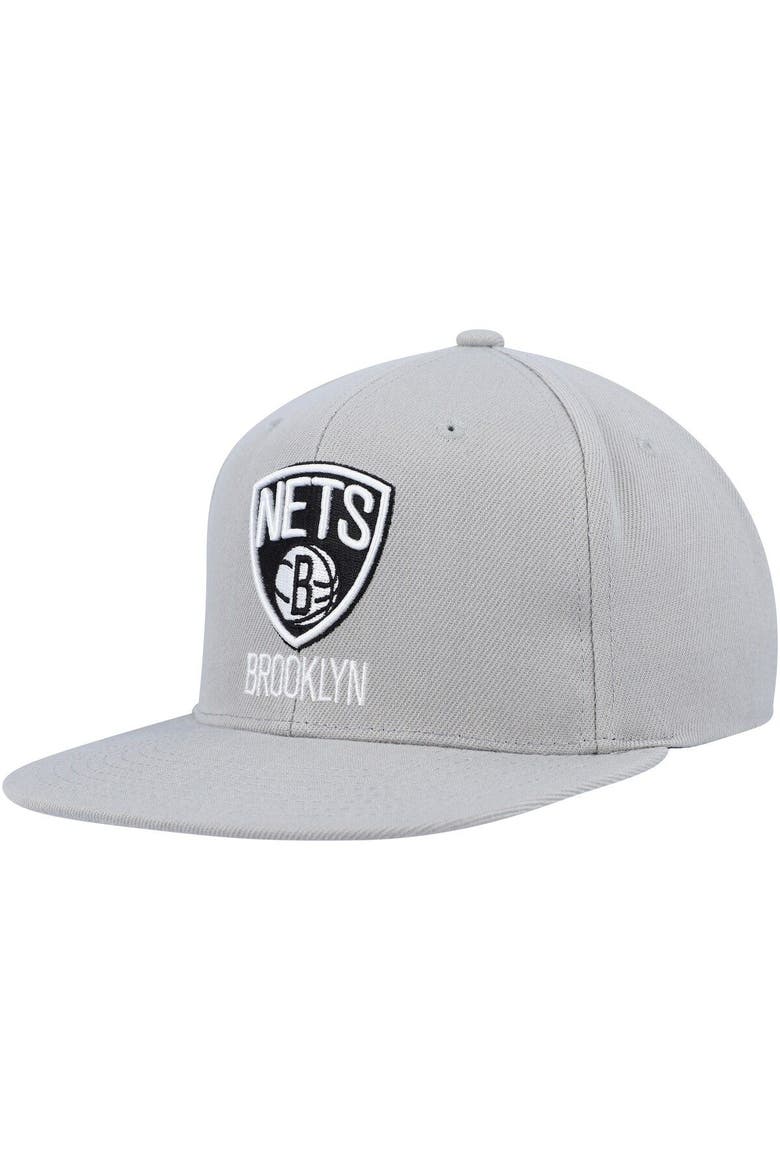 Men's Mitchell & Ness Gray Brooklyn Nets Side Core 2.0 Snapback Hat, Alternate, color, Gray