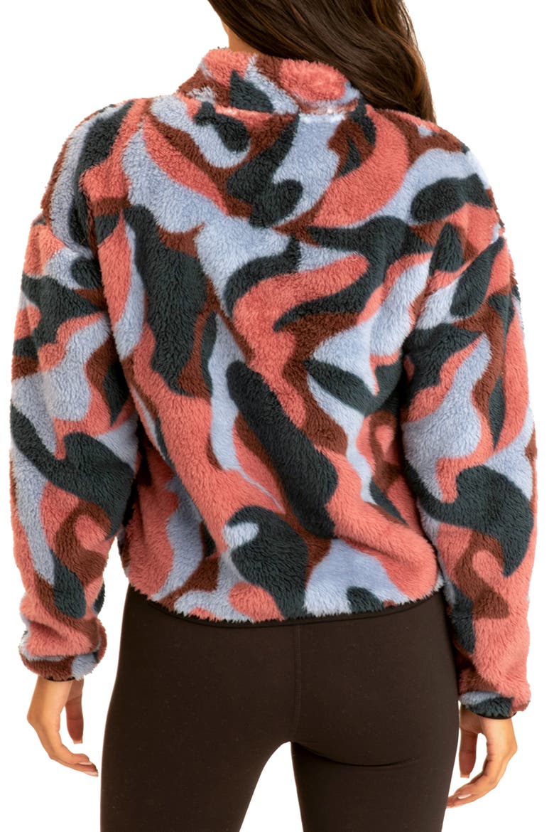 Katya Camo Half Zip Fleece Jacket, Alternate, color, PRAWN MULTI