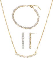 Bearfruit Jewelry Sterling Silver 18k Gold Plated Josephine Tennis Necklace, Bracelet & Earring Set Statement