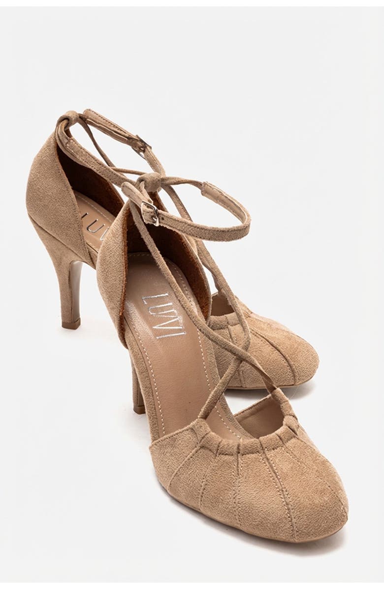 Prologue Shoes Eliza Stiletto Pump, Alternate, color, Beige Suede