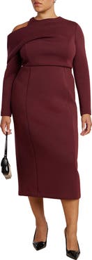 ELOQUII Drape Effect Midi Dress
