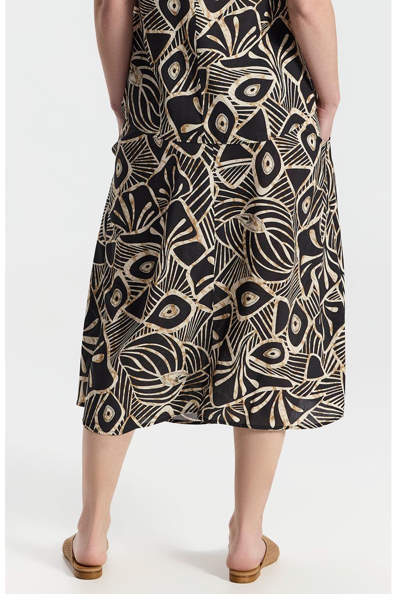 Varda Graphic A-line Midi Skirt, Alternate, color, Black With Brown-Cream Pattern