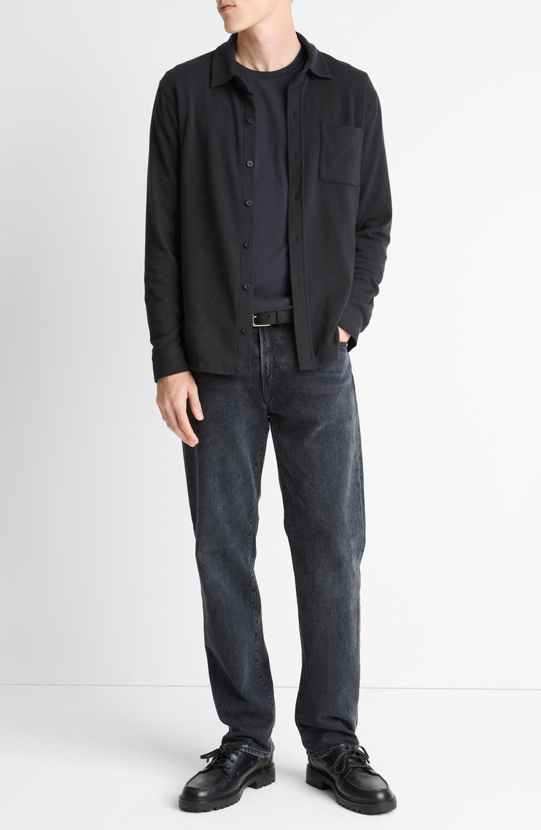 Vince Knit Button-Up Shirt Jacket, Alternate, color, Black