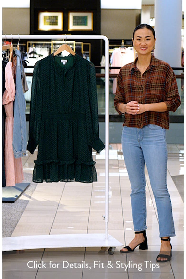Geo Print Smocked Waist Long Sleeve Dress video
