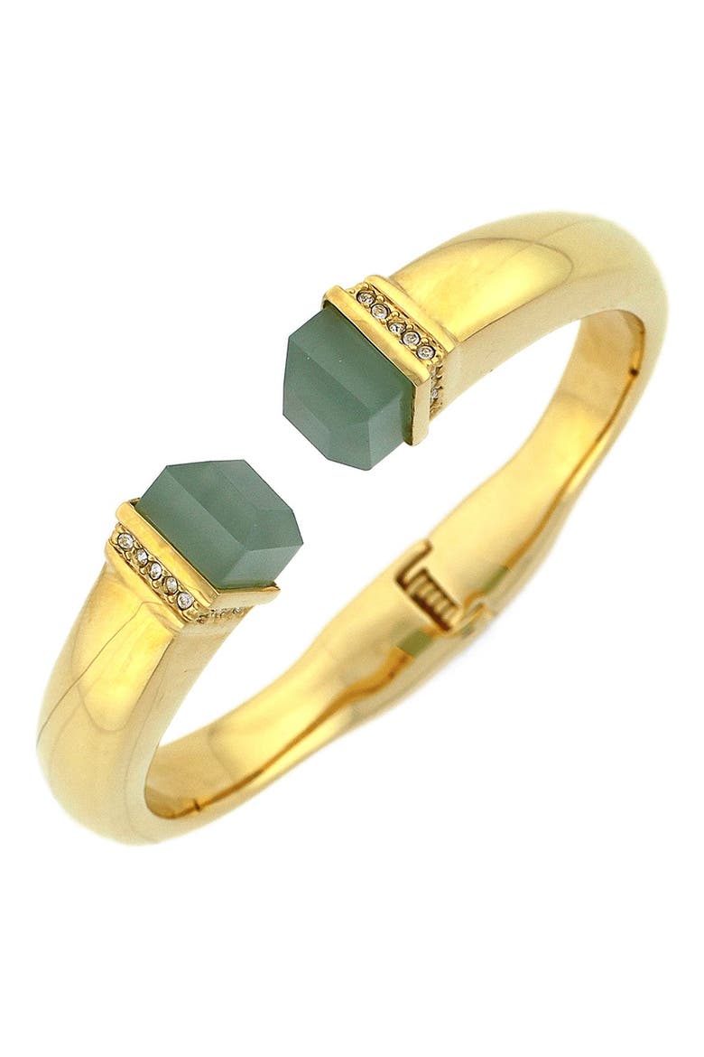 Stone Tip Hinged Cuff, Main, color, GOLD/ SEAGREEN/ CRYSTAL