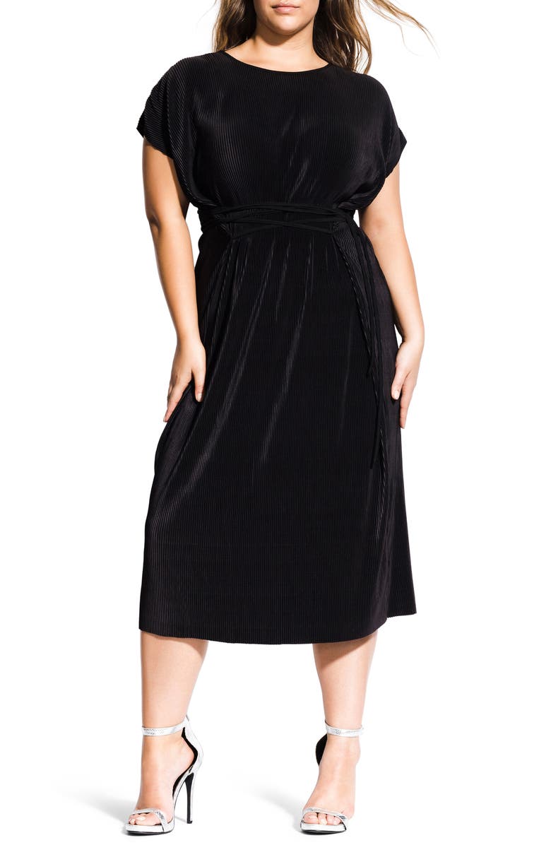 City Chic Pleated Midi Dress, Main, color,