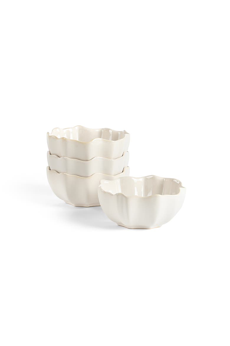 Lotus Stoneware Bowl Set of 4, Main, color, White