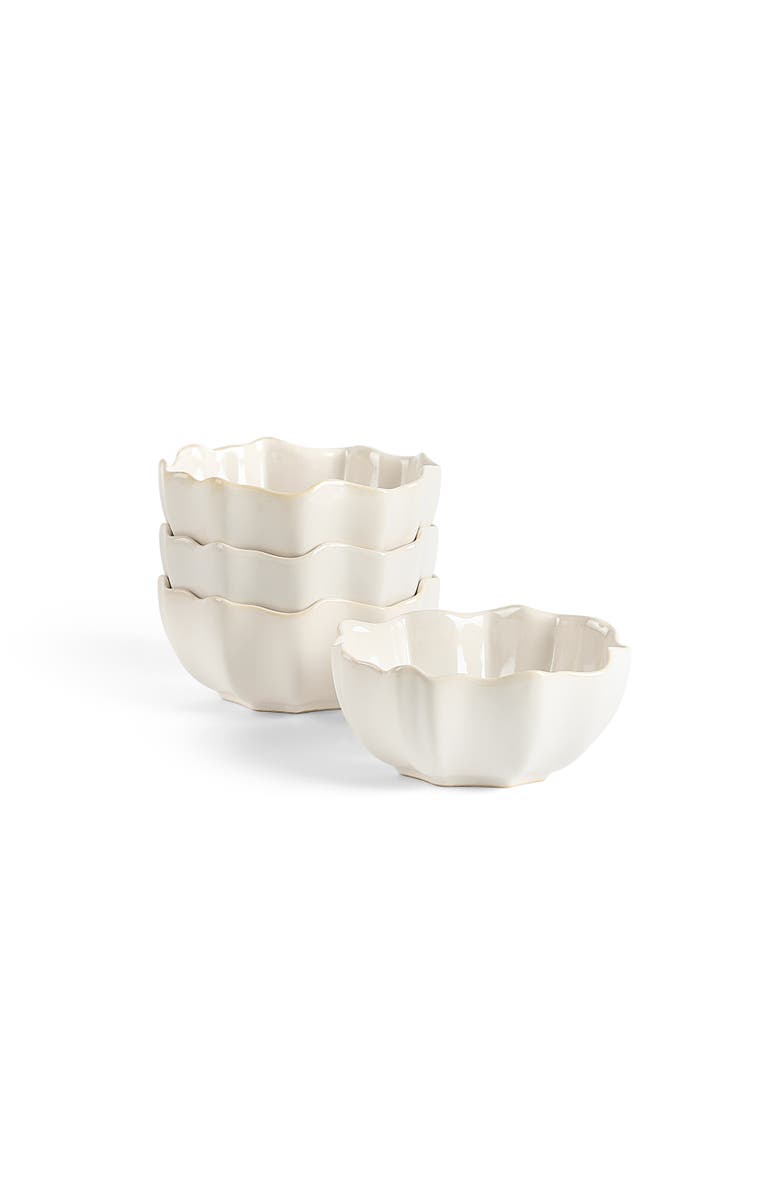 Marchesa Lotus Stoneware Bowl Set of 4, Main, color, White