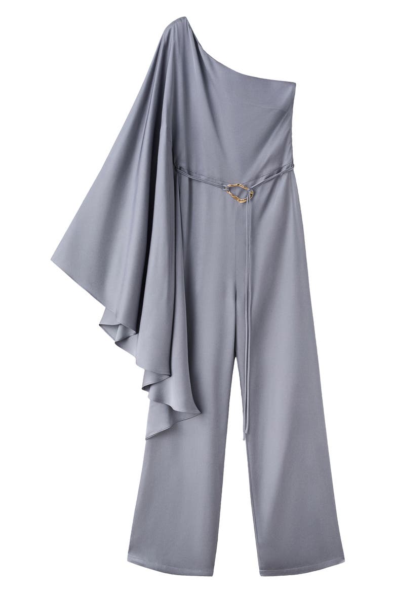Drapey Asymmetric One-Shoulder Jumpsuit, Alternate, color, BLUE