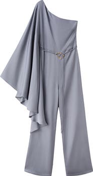 MANGO Drapey Asymmetric One-Shoulder Jumpsuit