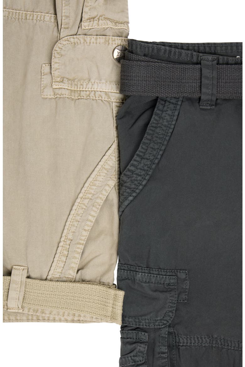 Kids' 2-Pack Belted Twill Cargo Shorts, Alternate, color, CHARCOAL/ STONE