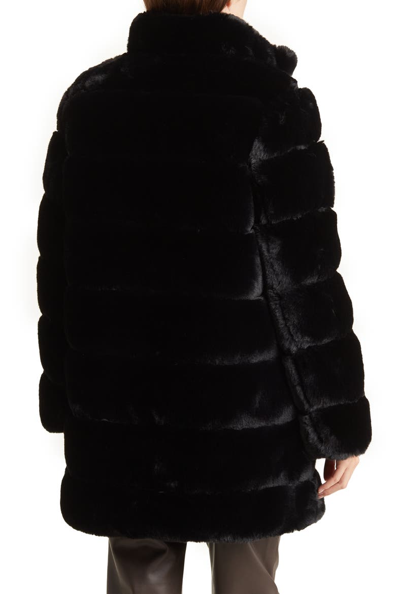 Reversible Faux Fur Puffer Jacket, Alternate, color, BLACK