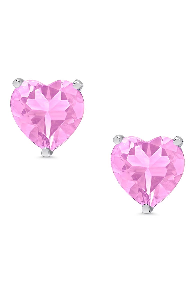 Kids' Cubic Zirconia Heart Stud Earrings, Main, color, PINK