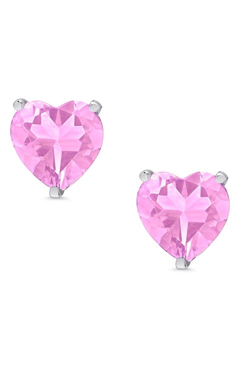 Kids' Cubic Zirconia Heart Stud Earrings
