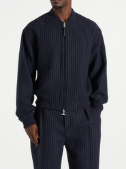 Manière De Voir Leandro Pinstripe Wool Bomber Jacket