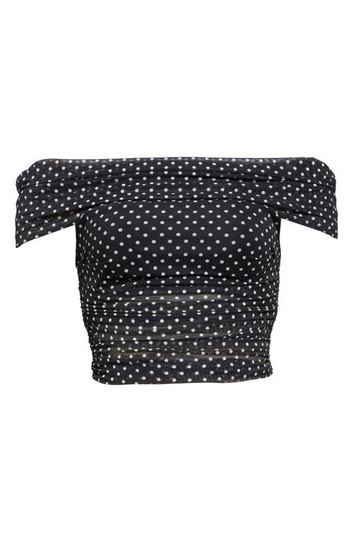 Alice And Olivia Isadola Off-the-shoulder Top In Black With White Dots