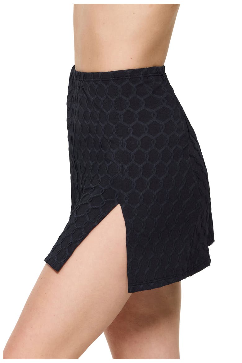 Chained Reaction Textured Pull-On Skirt Cover-Up, Alternate, color, Black