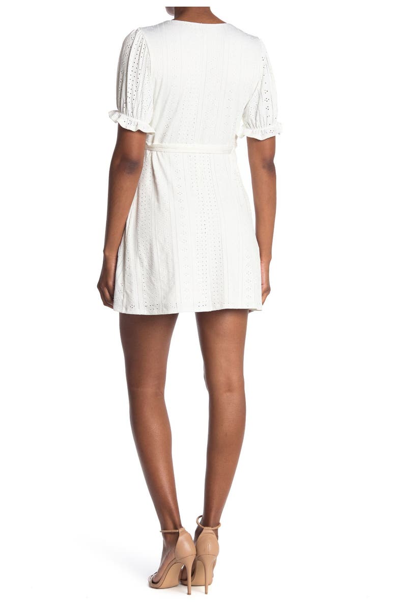 BCBGeneration Puff Sleeve Pointelle Knit Wrap Dress, Alternate, color,