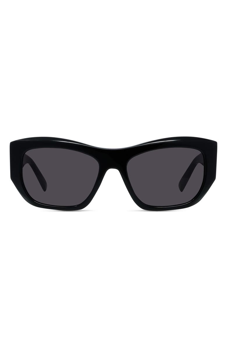 Givenchy GV Day Square Sunglasses, Main, color, Shiny Black / Smoke