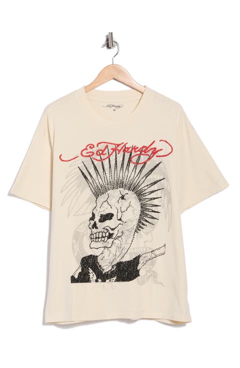 Rhinestone Punk Mohawk Boxy Graphic T-Shirt