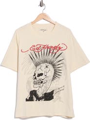 Ed Hardy Rhinestone Punk Mohawk Boxy Graphic T-Shirt