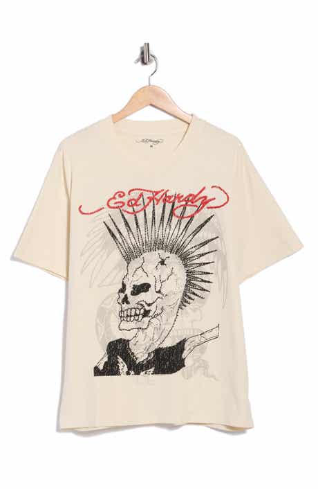 Ed Hardy Rhinestone Punk Mohawk Boxy Graphic T-Shirt