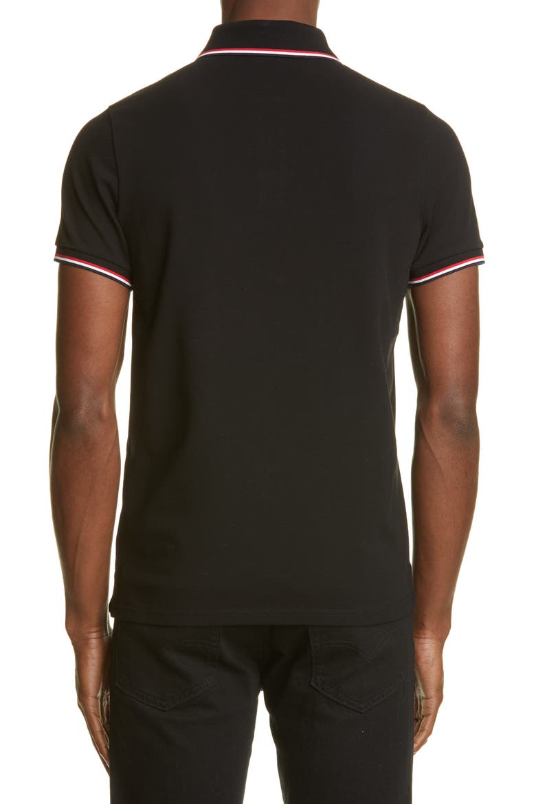Tipped Solid Short Sleeve Piqué Polo, Alternate, color, BLACK