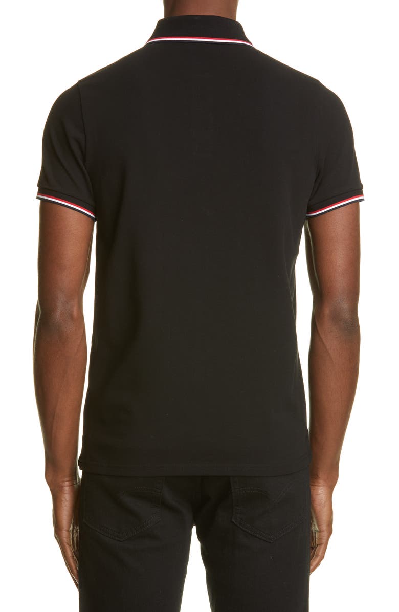 Moncler Tipped Solid Short Sleeve Piqué Polo, Alternate, color, 