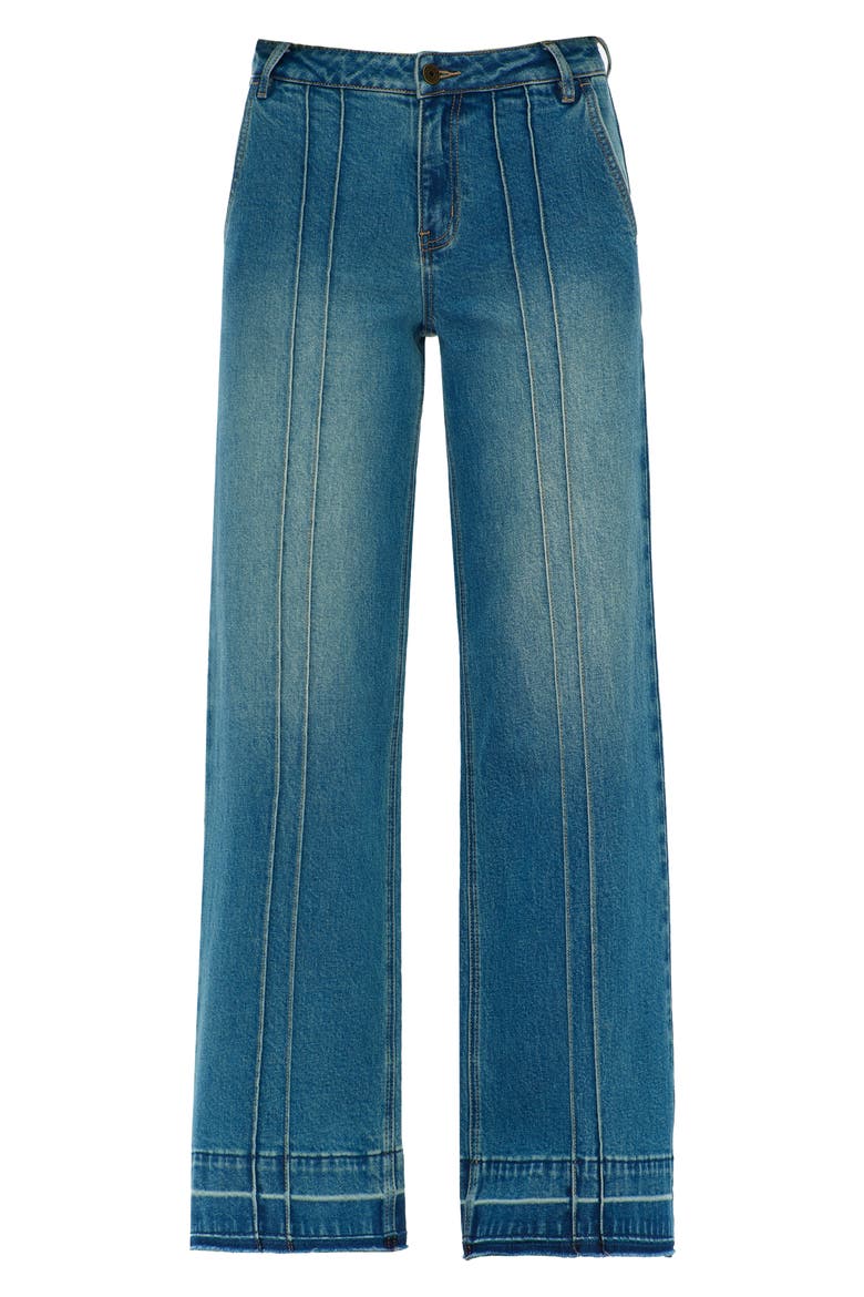 Jermy Seamed High Waist Raw Hem Wide Leg Jeans, Alternate, color, VINTAGE MEDIUM BLUE