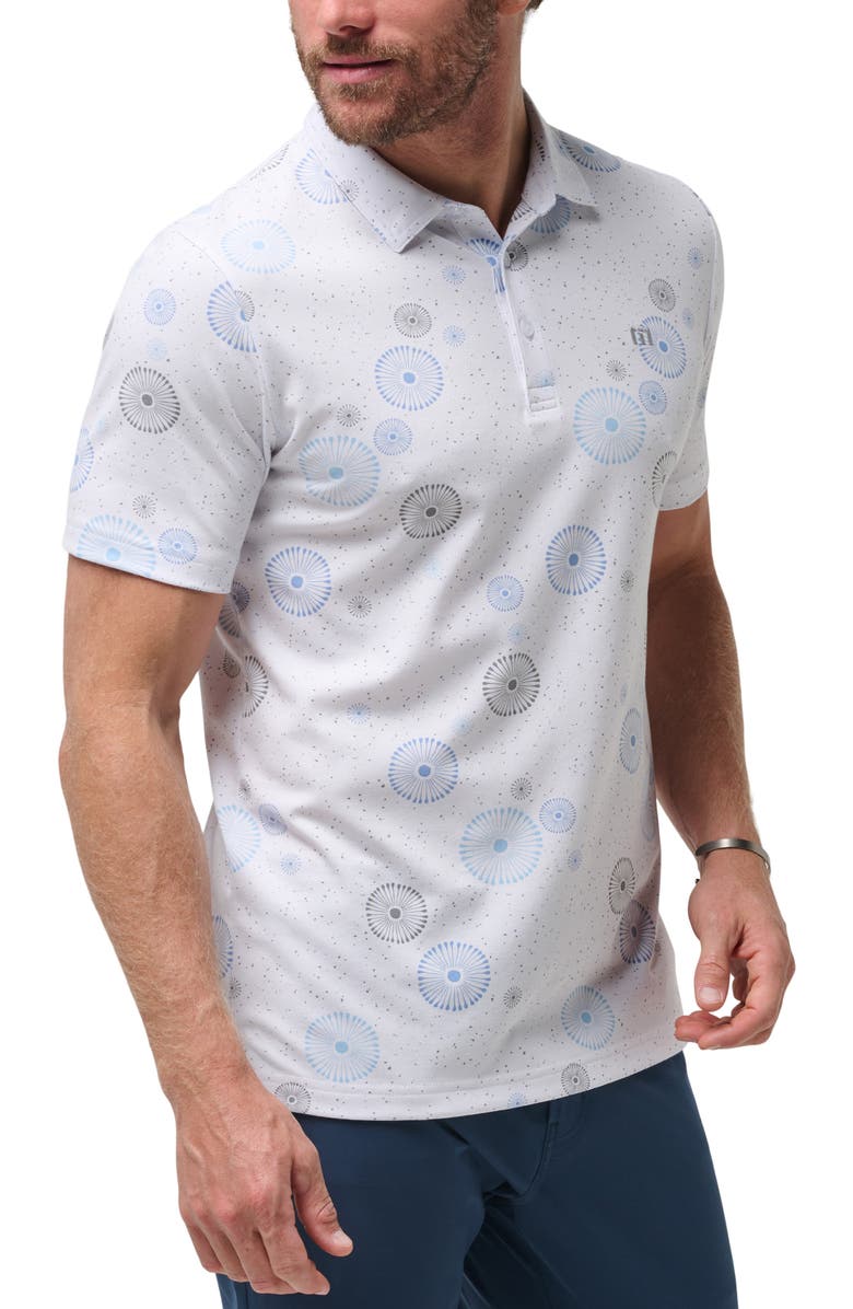 TravisMathew Caught Inside Medallion Print Polo, Alternate, color, White