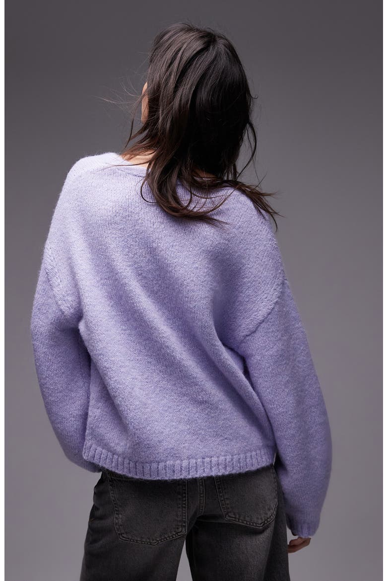 Oversize V-Neck Sweater, Alternate, color, LILAC
