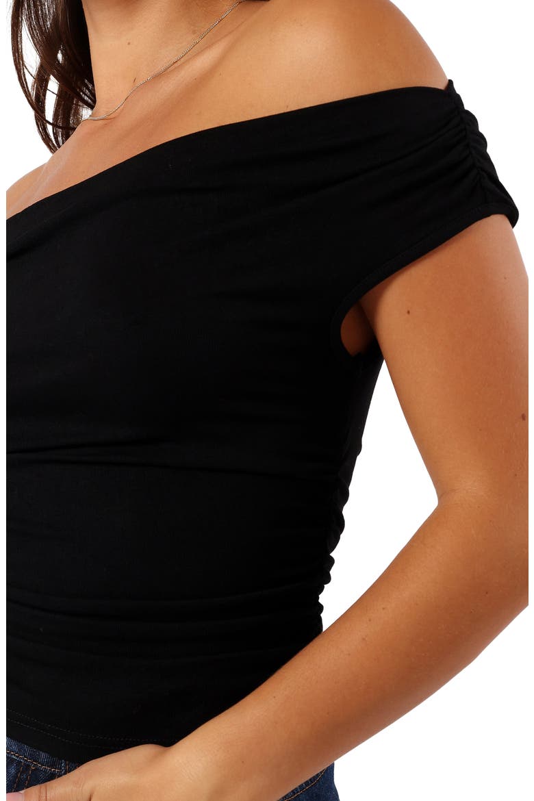 Lanna Off the Shoulder Top, Alternate, color, BLACK