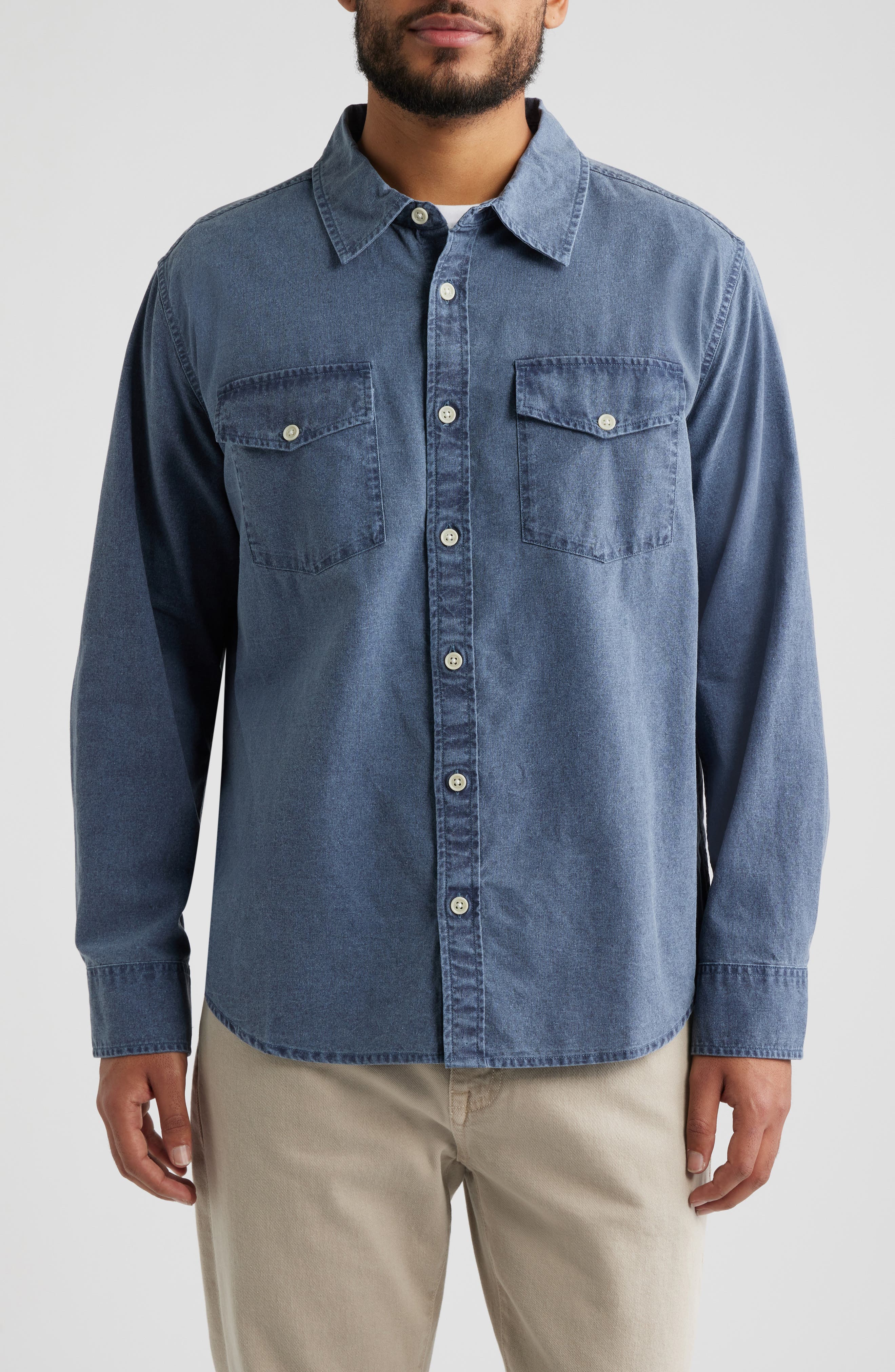 Pigment Dye Canvas Button-Up Shirt