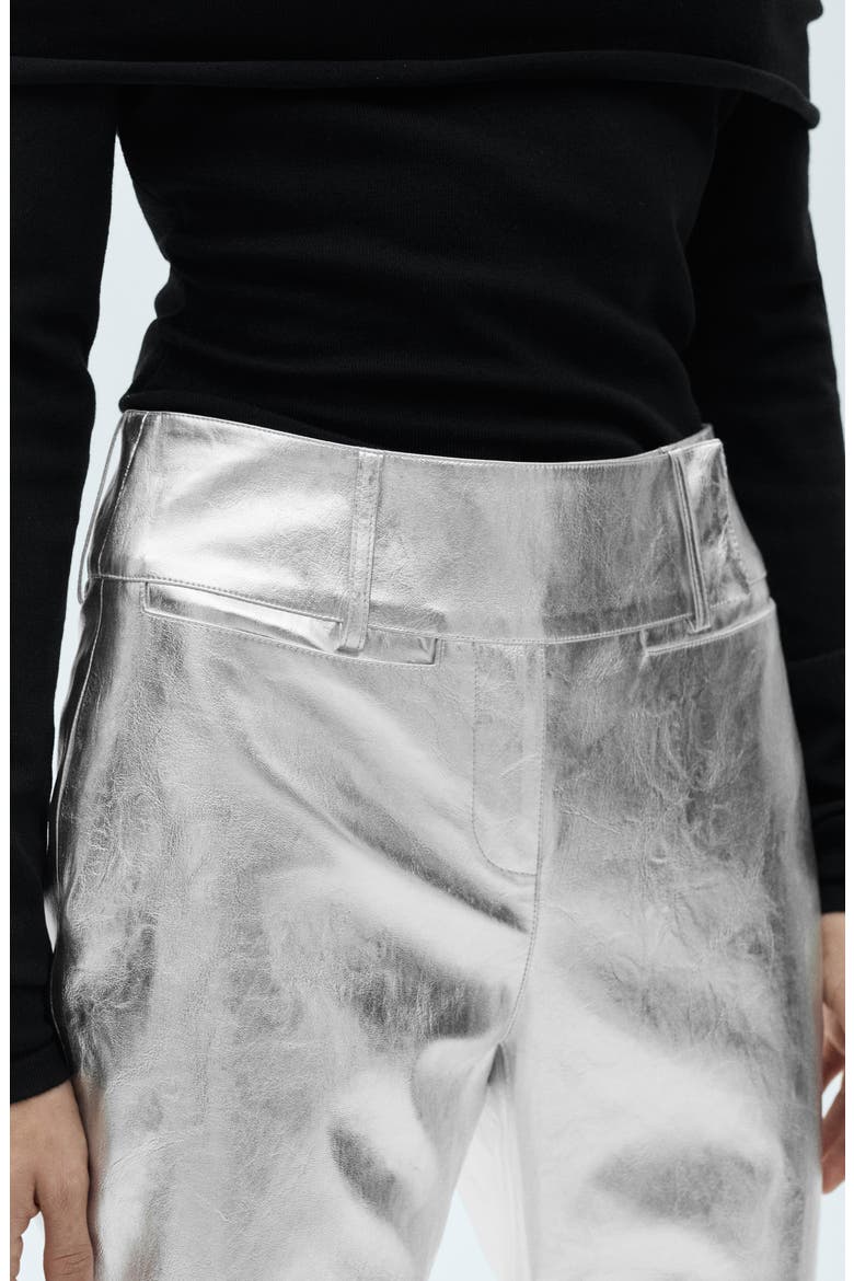 Metallic Faux Leather Pants, Alternate, color, SILVER