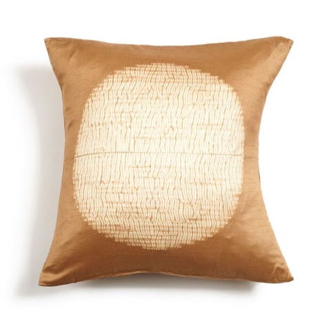 Shunya Black Handcrafted Shibori Print Mulberry Silk Pillow - Cover + Insert